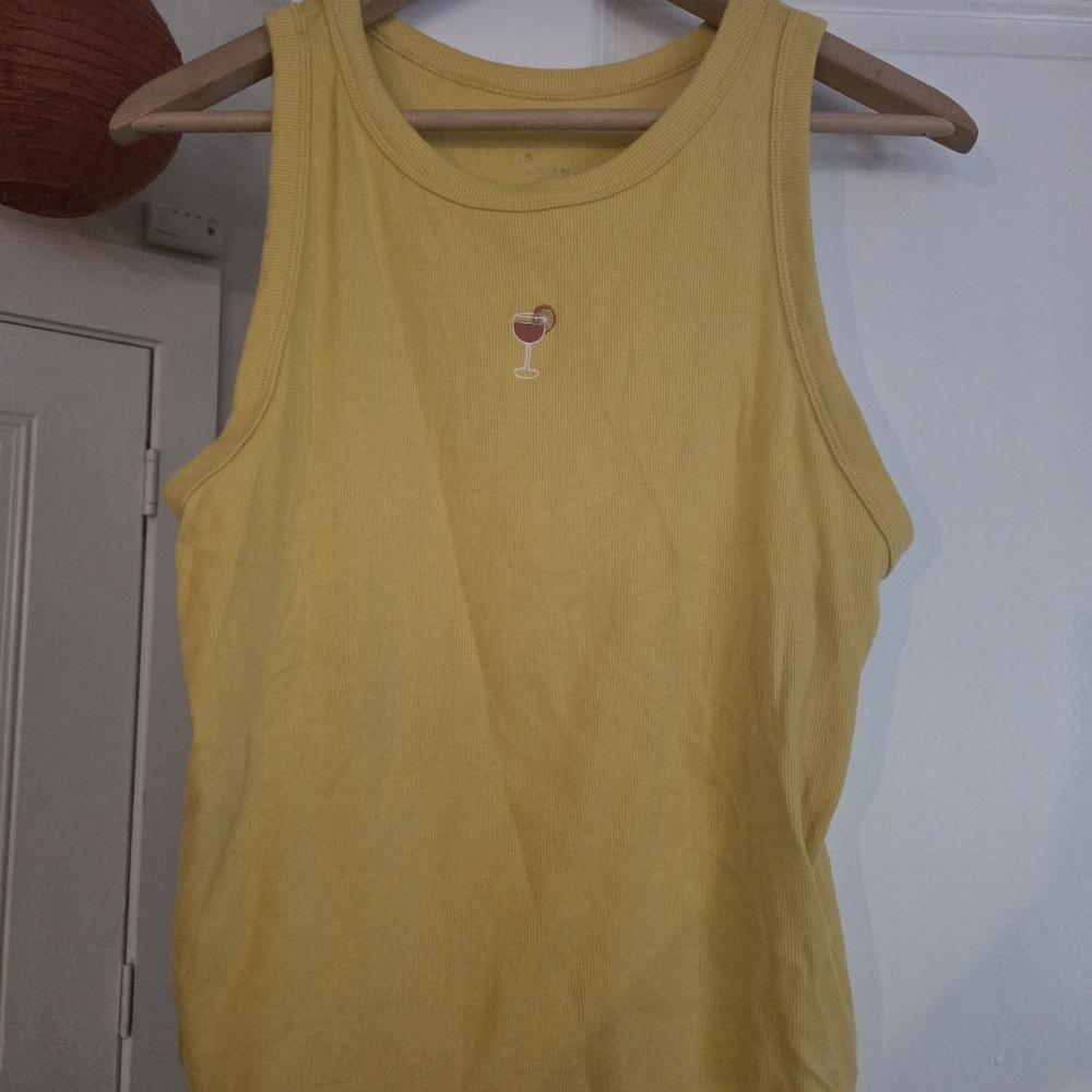 A New Day Women's Yellow Minimal Embroidered Cocktail Crop Top Size XXL